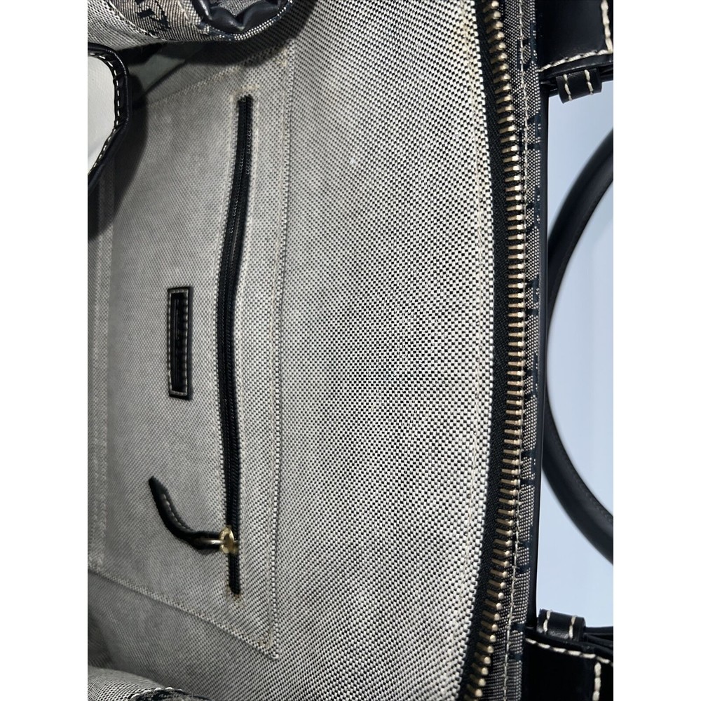 Dooney and Bourke H035C B1 Buckle Satchel Black Trim Grey Purse Canvas Bag EUC - Picture 11 of 14